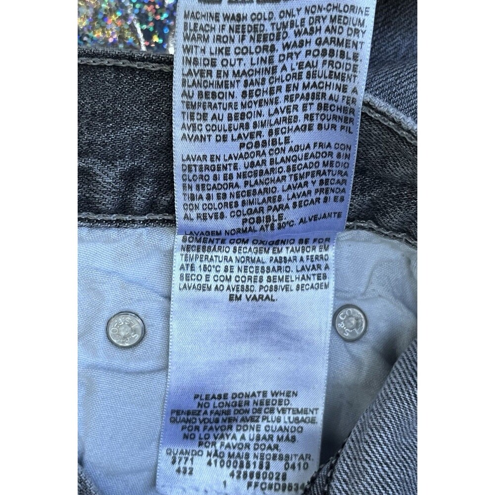 VTG Y2K Levis 527 Bootcut 100% Cotton Denim Jeans Boys 10 25x25 Black Faded - Picture 8 of 13